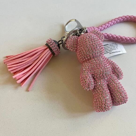 Pink Rhinestone Bear Keychain with Tassel NWT - Picture 5 of 6